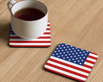 USA Flag Cork-back coaster
