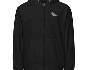 Piping Plover Embroidered Full Zip Hoodie 8.25oz: Bird Lover Gift