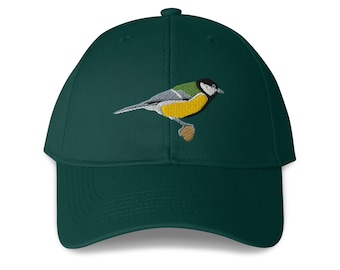 Embroidered Great Tit Structured 6-Panel Adjustable Baseball Cap