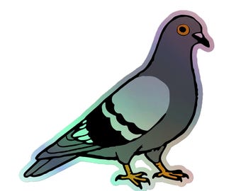 Pigeon Holographic Stickers | Unique Rainbow Vinyl Decals for Laptops, Water Bottles & Journals | Cute Bird Art