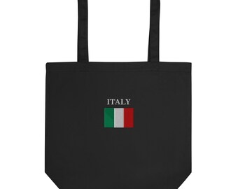 Italy Flag Embroidered Eco Tote Bag | Reusable Shopping Bag, Stylish and Sustainable, Perfect for Travel & Gifts