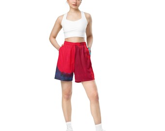 Unisex mesh shorts Red Jupiter Abstract