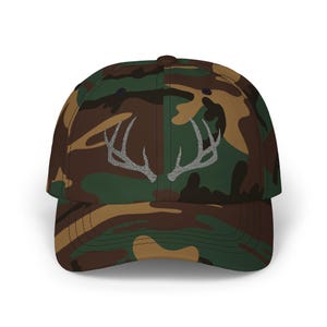 Deer Rack Embroidered Camo Hat, Hunting Cap, Nature Lover Gift