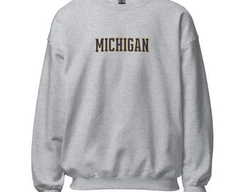 Embroidered Michigan Sweatshirt – Navy & Gold State Pride Crewneck