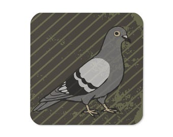Pigeon Rules Cork-Back Coaster | Fun Drinkware Gift  Bar Decor | Home Accessories for Bird Lovers
