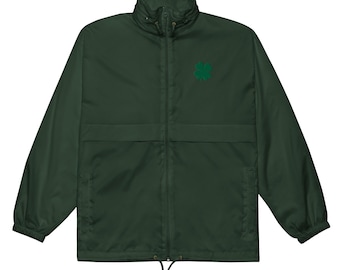 Embroidered Clover Unisex Hooded Windbreaker
