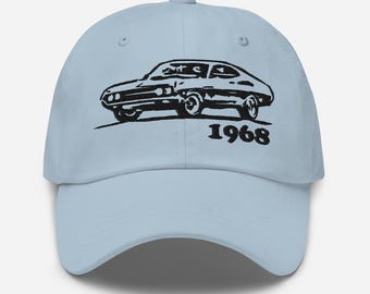 Classic 1968 American Muscle Car Dad Hat | Embroidered Vintage Cap for Car Enthusiasts & Gift Ideas