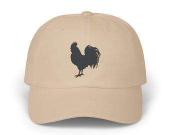 Rooster Silhouette Embroidered Bird Cap, Hat, Baseball Cap, Farm Animal Lover Gift, Outdoor Sun Protection, Adjustable Strap