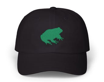 Bold Bullfrog Vibes Embroidered Cap, Minimalist Silhouette, Classic Dad Hat, Men's Baseball Cap, Unique Gift