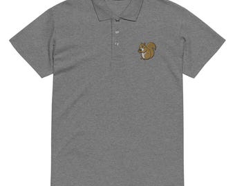 Embroidered Squirrel Pique Polo Shirt