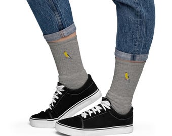 American Goldfinch Bird Embroidered socks