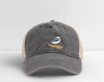 Chickadee Pigment Dyed Trucker Hat | Adjustable High-Quality Bird Cap for Men & Women | Stylish Outdoor Gear Accessory