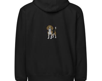 Beagle Embroidered Dog full zip hoodie back embroidery