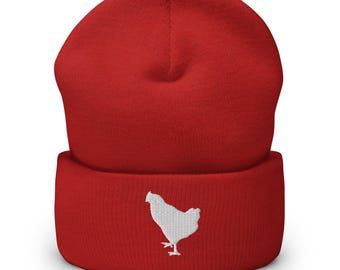 Chicken Embroidered Cuffed Beanie