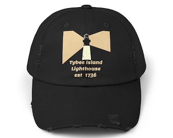 Tybee Island Lighthouse Distressed Cap, Vintage Nautical Hat, Beach Lover Gift, Coastal Accessory, Unisex Baseball Cap