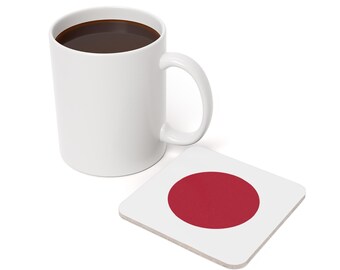 Japan Flag Coaster Hinomaru Rising Sun Cork Back Coaster – Durable Drink Coaster, Unique Japanese Decor, Perfect Gift for Home & Office