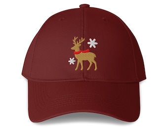 Reindeer Embroidered Structured 6-Panel Adjustable Baseball Cap