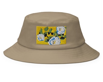 Bucket Hat "White Floral" Embroidered Bucket Hat