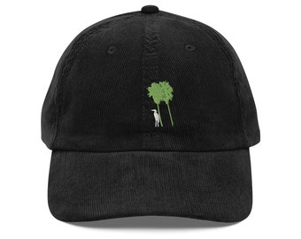 Heron and Palm Trees Embroidered Vintage corduroy cap