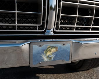 Jumping Fish Metal Vanity License Plate -  Fish Lover Gift, Fishing Theme Accessory