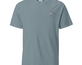 Piping Plover Embroidered Bird Unisex garment-dyed heavyweight t-shirt
