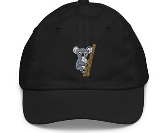 Koala in Tree Embroidered Youth Baseball Cap | Cute Kids Hat for Ages 5 & Up | Trendy Outdoor Accessories