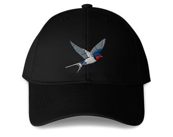Swallow Embroidered Structured 6-Panel Adjustable Baseball Cap