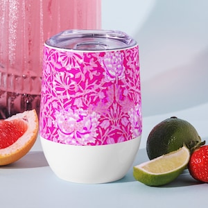 Pink Honeysuckle Wine Tumbler | 12 oz (355 ml) Stainless Steel Insulated Cup