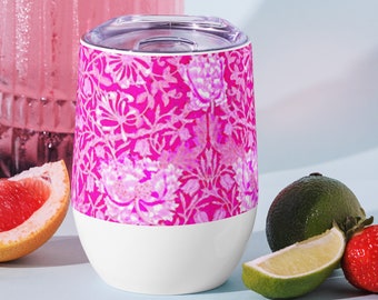 Pink Honeysuckle Wine Tumbler | 12 oz (355 ml) Stainless Steel Insulated Cup