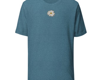 Embroidered White Daisy Unisex t-shirt