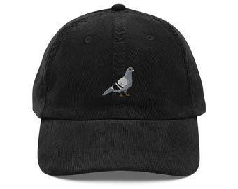 Pigeon Embroidered Vintage Corduroy Cap | Stylish Casual Wear Unisex Hat