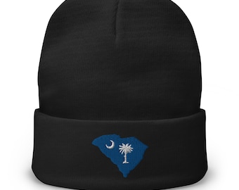 Embroidered South Carolina Palmetto State Beanie, Custom Threaded Hat, Gift for Him & Her, Warm Winter Accessory, Unique Souvenir