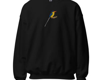 Paradise Kingfisher Sweatshirt | Unisex Embroidered Bird Design | Stylish and Unique Casual Wear for Nature Lovers