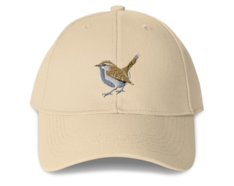 Carolina Wren Embroidered Structured 6-Panel Adjustable Baseball Cap