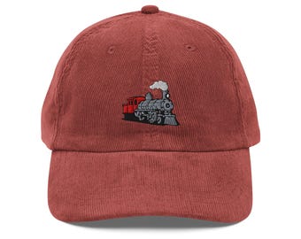 Steam Locomotive Train Vintage corduroy cap