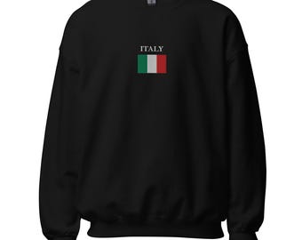Italian Flag Embroidered Unisex Sweatshirt, Cozy Graphic Pullover, Stylish Italian Pride Apparel, Gift for Him & Her
