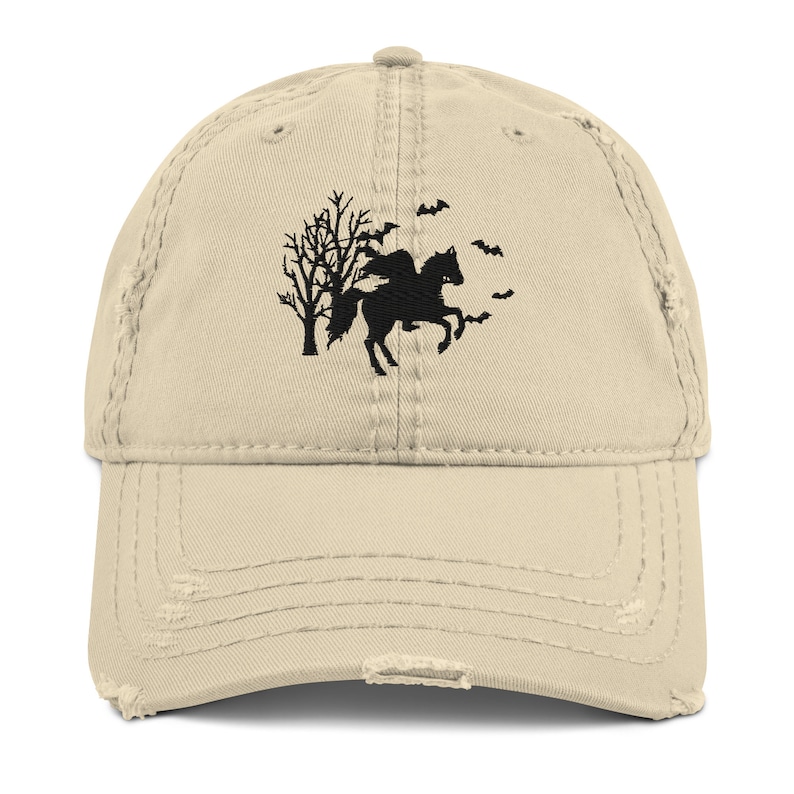 Spooky Headless Horseman Distressed Embroidered Dad Hat