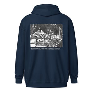 Forsyth Park Fountain Back Print Unisex zip hoodie