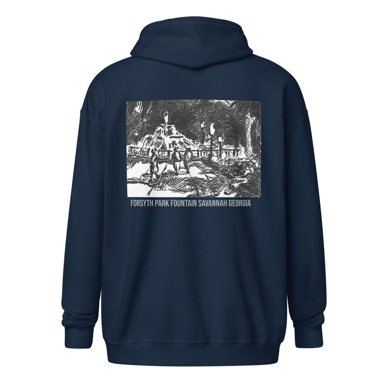 Forsyth Park Fountain Back Print Unisex zip hoodie