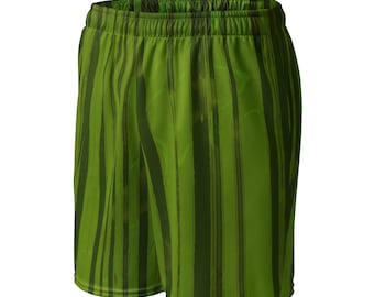 Olive Stripes Unisex Mesh Shorts - Breathable and Trendy Activewear