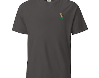 Green Heron Embroidered Bird Unisex garment-dyed heavyweight t-shirt