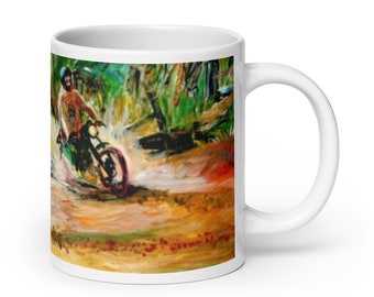 Ceramic Coffee Mug Motorcycle Mud Run Coffee Cup 11 ounce, 15 ounce, 20 ounce