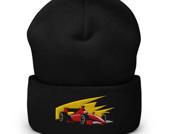 Embroidered Super Car Beanie: Unisex Cuffed Winter Hat