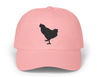Black Hen Silhouette Embroidered Chicken Classic Dad Cap