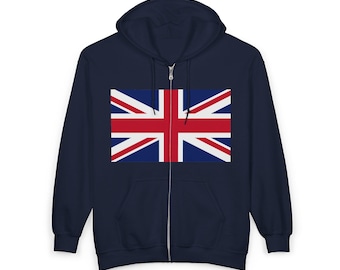 Union Jack Full Zip Hooded Sweatshirt | United Kingdom Flag Zip Hoodie