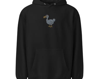 Embroidered Dodo Bird Hoodie: Unisex Cotton Blend, Mid-Weight Comfort