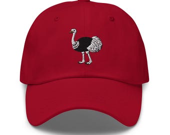 Ostrich Embroidered Dad Hat | Adjustable Casual Cap for Men & Women | Unique Gift Idea for Animal Lovers
