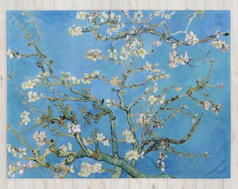 Almond Blossoms Van Gogh Throw Blanket, 60x80 inches All-Over Print Blanket for Cozy Home Decor, Unique Gift Idea