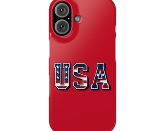 Varsity USA Letters American Flag Slim Phone Case for iPhone 7-16, Bold Graphic Phone Case, Protective Phone Case, Thin Phone Case