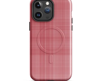 Plaid Coral MagSafe® compatible tough case for iPhone®
